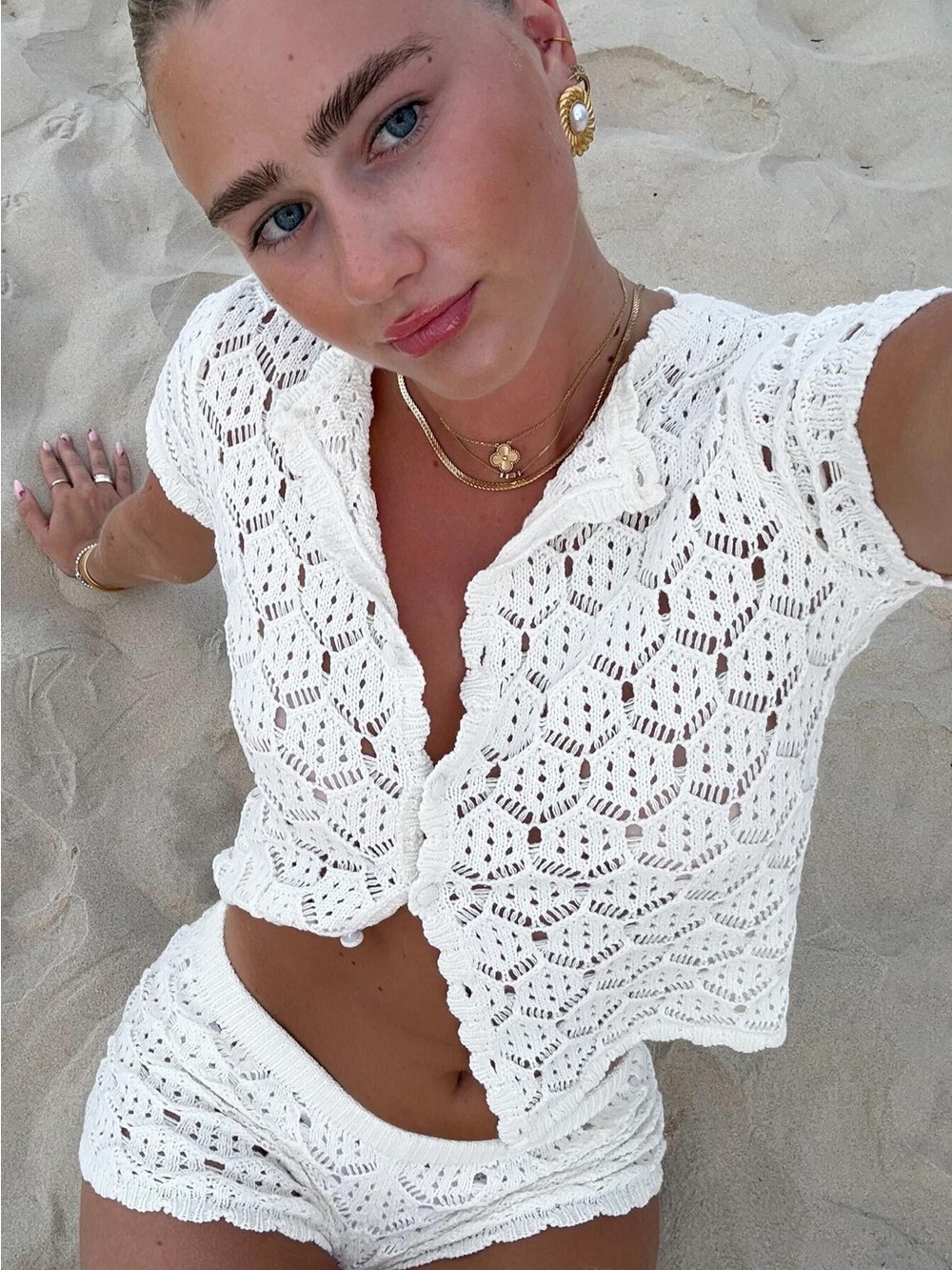 Princess Polly Sun Still Shines Crochet Set White Tall